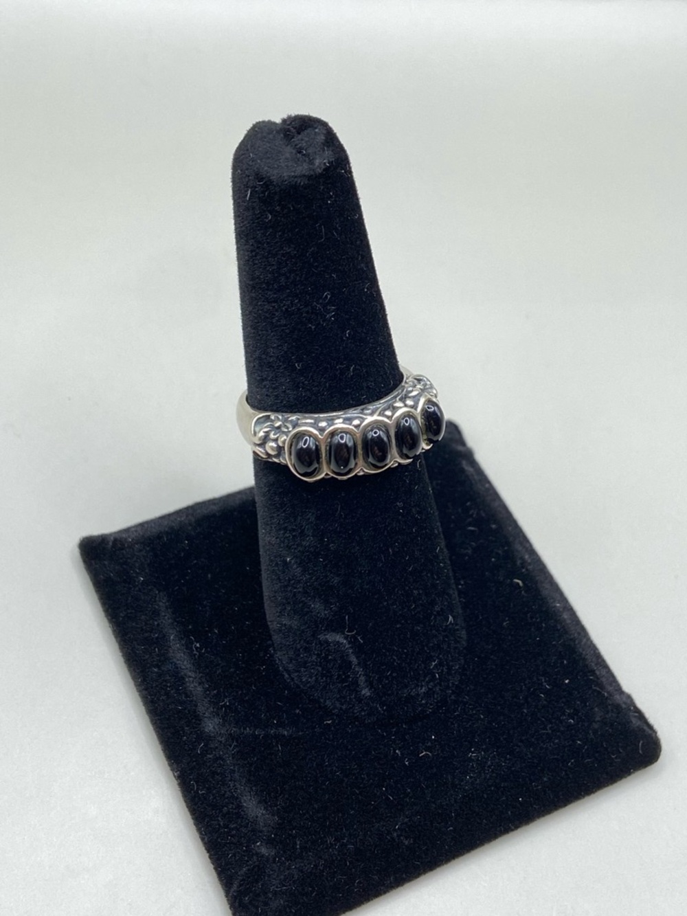 Carolyn Pollack Sterling Silver Five Stone Black Onyx Ring